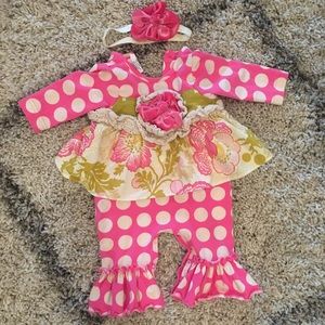 Peaches n Cream romper and headband